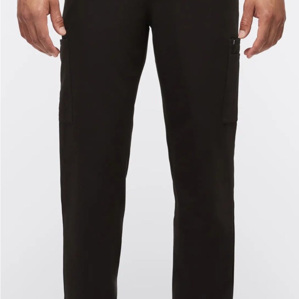 Jaanuu Men's Black Jogger Scrub Pants with Drawstring - Picture 6 of 7